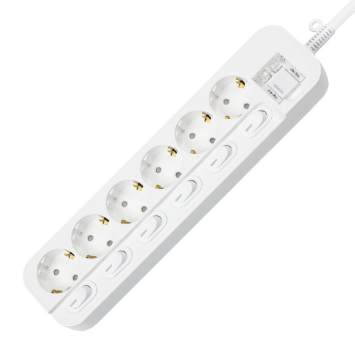 동양전자산업 6구 16A 메인 개별스위치 멀티탭 화이트 (3m)_이미지