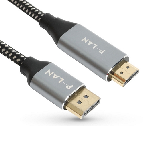 파워네트정보통신 POWERLAN DP to HDMI 2.0 고급형 메탈 케이블 (PL-DPHDMI-030S, 3m)_이미지