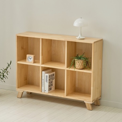 벤티드 소나무 원목 2단 6칸 책장 970