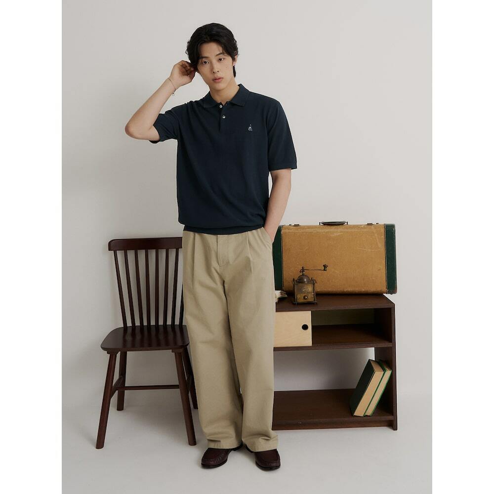 멘 Essential 이태리 코튼 칼라넥 니트 네이비 BC6751C52R