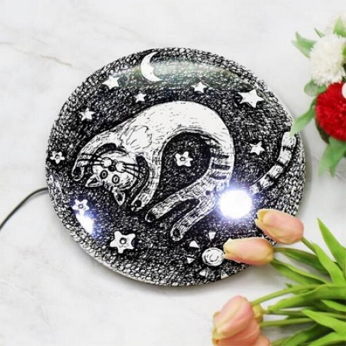 꾸밈 LED 고양이꿈속여행 액자 무드등 25cm