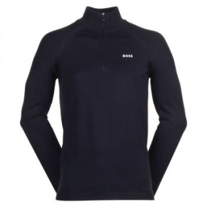 그린 Perform-X 14 Zip Sweater 50498525-402 로고 디테일 코튼 블렌드 지퍼넥 스웨터