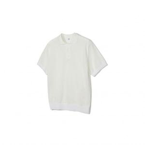 트라이본즈 노티그 코튼혼방 솔리드 피케조직 카라니트 화이트 OKS3SWTS103A1 110 110