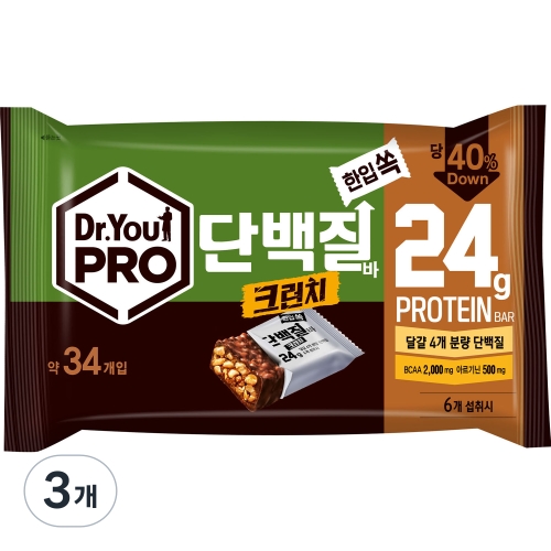 오리온 닥터유 프로단백질바 크런치 한입쏙 34p 420g 3개이미지입니다. 누르면 해당 게시물로 새창이동합니다.