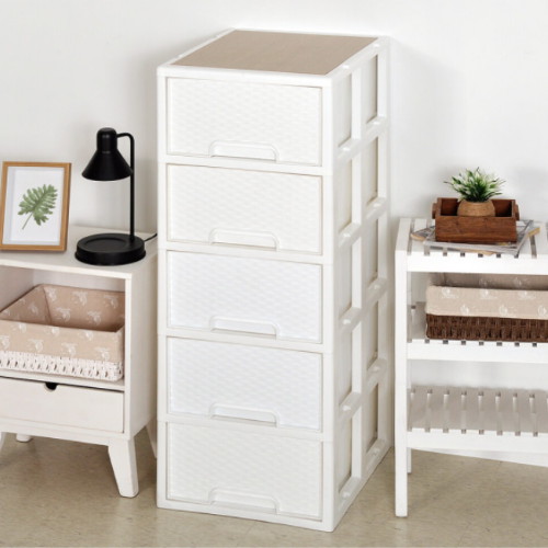 모아시스템즈 우드 라탄 서랍장 5단_이미지