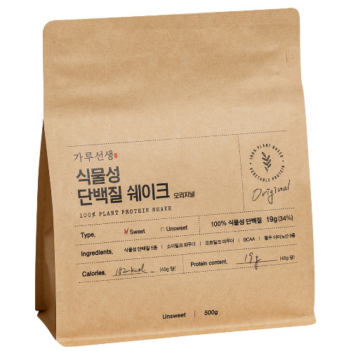 가루선생 식물성 단백질 쉐이크 오리지널 500g (1개)