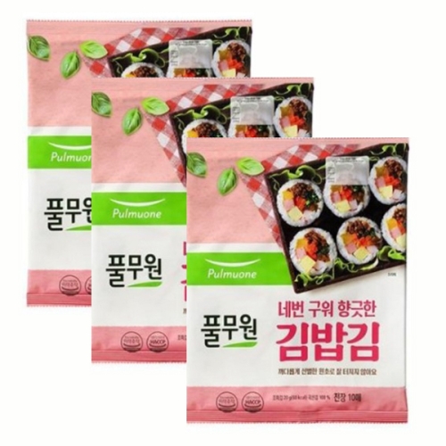 풀무원 네번 구워 향긋한 김밥김 20g (3개)