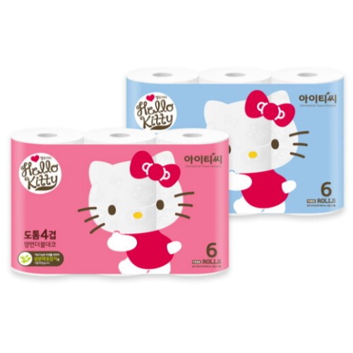  헬로키티 도톰 4겹 양면더블데코 25m (6롤) [1팩]