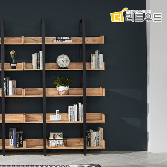 더리드 나디아 참죽원목 일반형 스틸 5단 책장 (120cm)