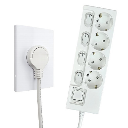 서울전기 제로갭 4구 16A 메인 개별스위치 슬림멀티탭 (3m)_이미지