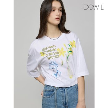 듀엘 와이드 슬리브 크롭 티셔츠 WH_D252MSM040_이미지