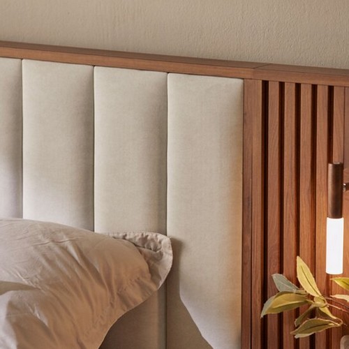 장인가구 로시 패브릭 템바보드 호텔식 수납형 침대 Q+협탁 (매트별도)_이미지