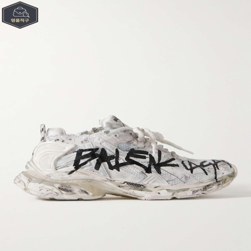 발렌시아가 러너 로고 디스트레스 나일론 메쉬 러버 스니커즈 677403W3RBQ B0080494446_이미지