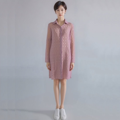 모라도 24년 봄 여름 중년 여성 사각 한지 주름 롱 코트MNM6CT420H-CC