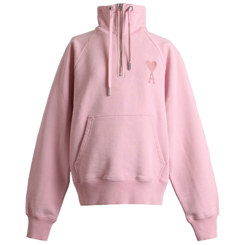 AMI 하프 집업 맨투맨 티셔츠 USW502 747 (655, 핑크)