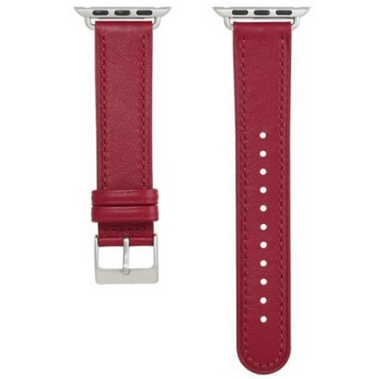 애플워치 레드벨벳/실버 커넥터 가죽스트랩