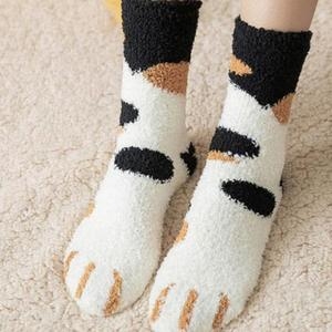  러블리 고양이 냥이 뽀글이 여성 수면 양말 5 WFGG5TP