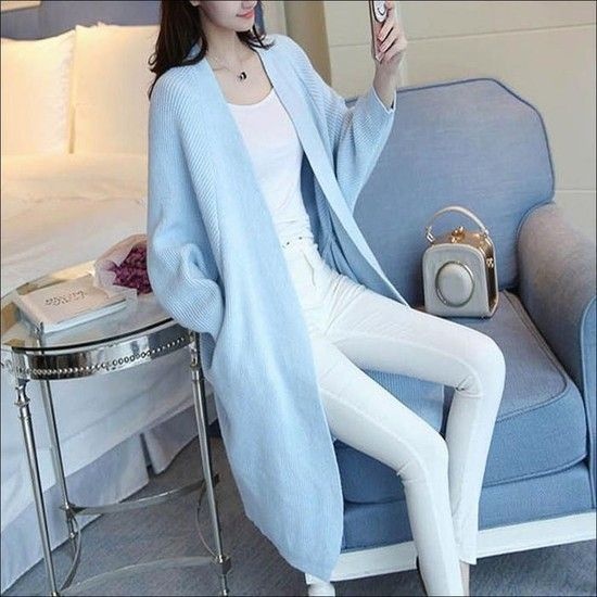 라일리 여성의류 Rly 여성 골지니트 롱가디건 노버튼 로브 아우 43641585_이미지