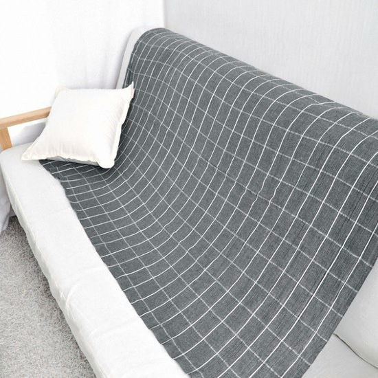 블랑드제이 쿨체크 거즈블랭킷 차콜 (140x176cm)_이미지