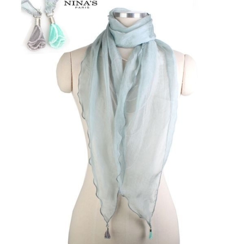 니나스파리 꽃잎비죠 투명쉬폰스카프 N5S036