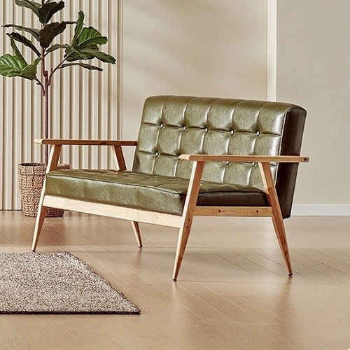 파로마 네오 알토 우드 프레임 가죽 소파 2인용_이미지