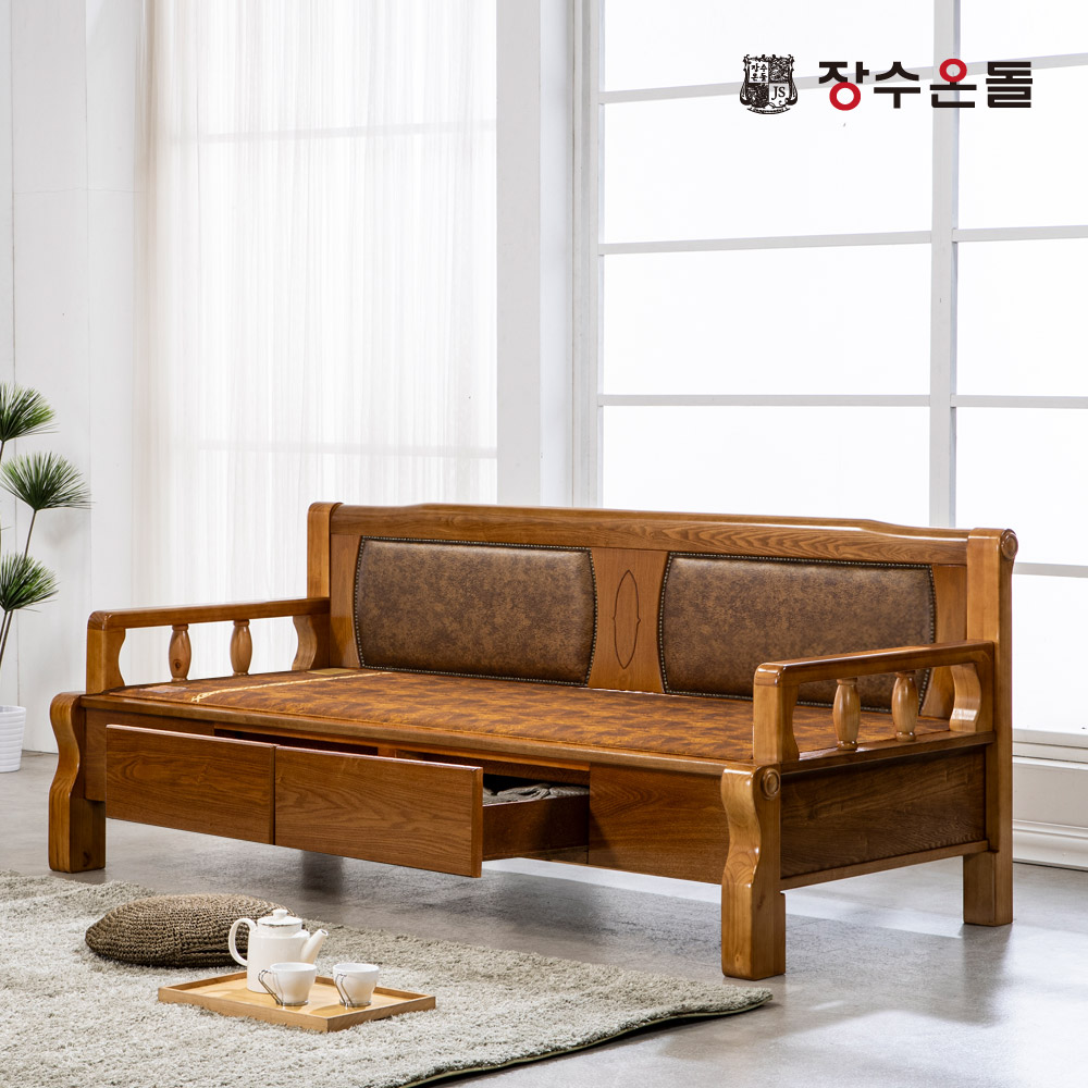 장수돌침대 온재서랍 가죽형 흙소파 MS (확장형황토볼)_이미지
