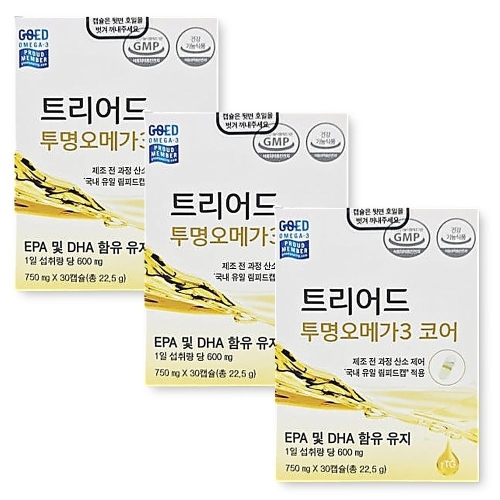 셀로닉스 트리어드 투명 오메가3 코어 750mg 30캡슐 (3개)_이미지