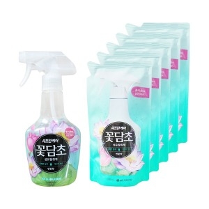 샤프란케어 꽃담초 섬유탈취제 연꽃향 400ml x 1개 + 리필 320ml x 5개