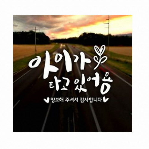 제제데코 캘리 아이가 타고 있어용 새싹 화이트 양보해 주셔서 감사합니다 (반사스티커)_이미지
