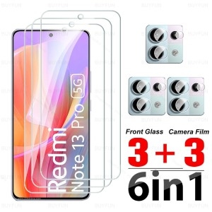 샤오미 Redmy Note 13 Pro 글로벌 케이스 Redmi 6in1 HD 화면 유리 카메라 14 강화 보호기 13Pro No..