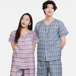이라인 국산 신상 풍기인견 커플상하잠옷 여성인견잠옷 남성인견잠옷 시원한잠옷 디뮤어 세랜디체크 세뮤어_이미지