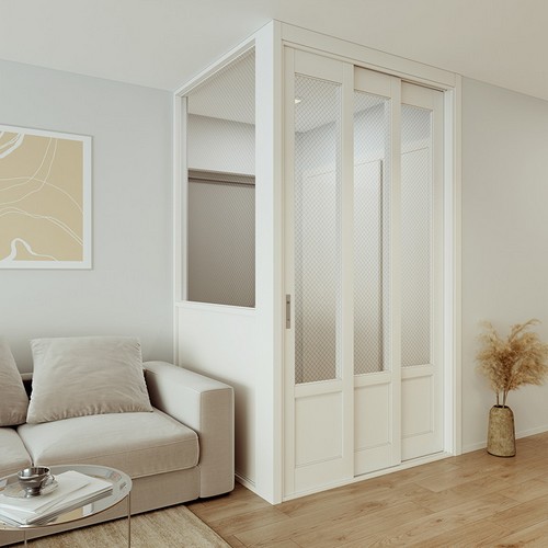 리바트 키친 뮤트 3연동 ㄱ자 스타일유리 고시형 중문 (~1.3m)_이미지