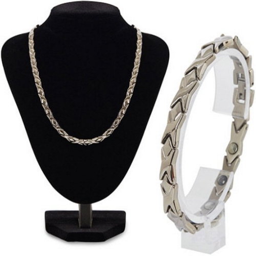 갤럭시헬스케어 시리우스 게르마늄 목걸이+팔찌 세트 실버