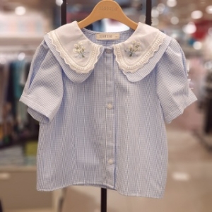 일로딜로 자수카라체크블라우스 IDBL2444Z 62 LIGHT BLUE 130 최대73% 역대급 한정 전 데일리룩 찰떡코디 모음전 ..