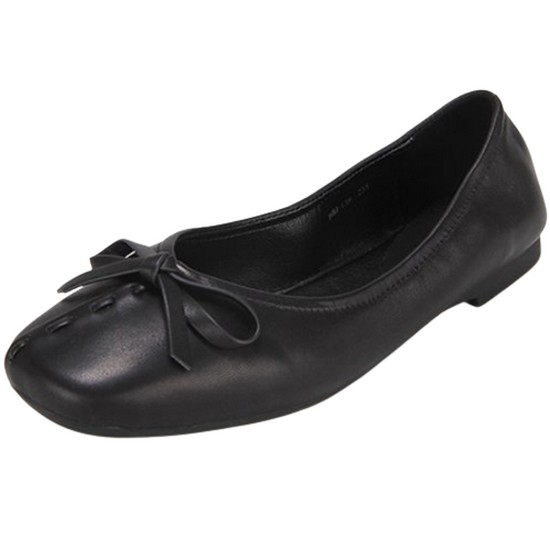 바바라 양가죽 라운드코 리본 플랫 BBF139BK_이미지