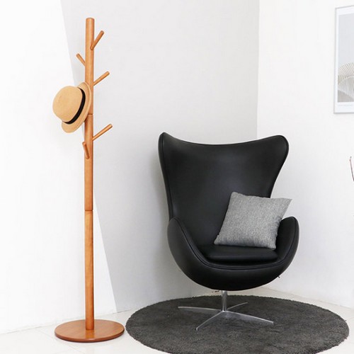 갤러리데코 고무나무 원목 원형받침 스탠드 브이 옷걸이 A_이미지