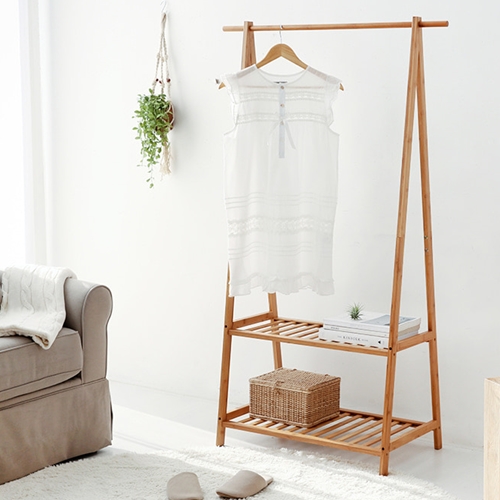 마켓비 JAWAL 2단 대나무 선반 행거 (90cm)_이미지