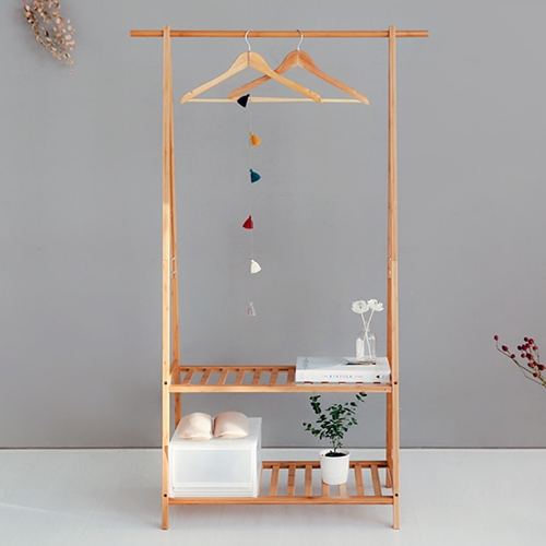 마켓비 JAWAL 2단 대나무 선반 행거 (90cm)_이미지