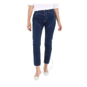 버버리 우먼 레이디 다크 캔버스 블루 Heart-Motif Skinny Jeans, 웨이스트 Size 24 4568186 30