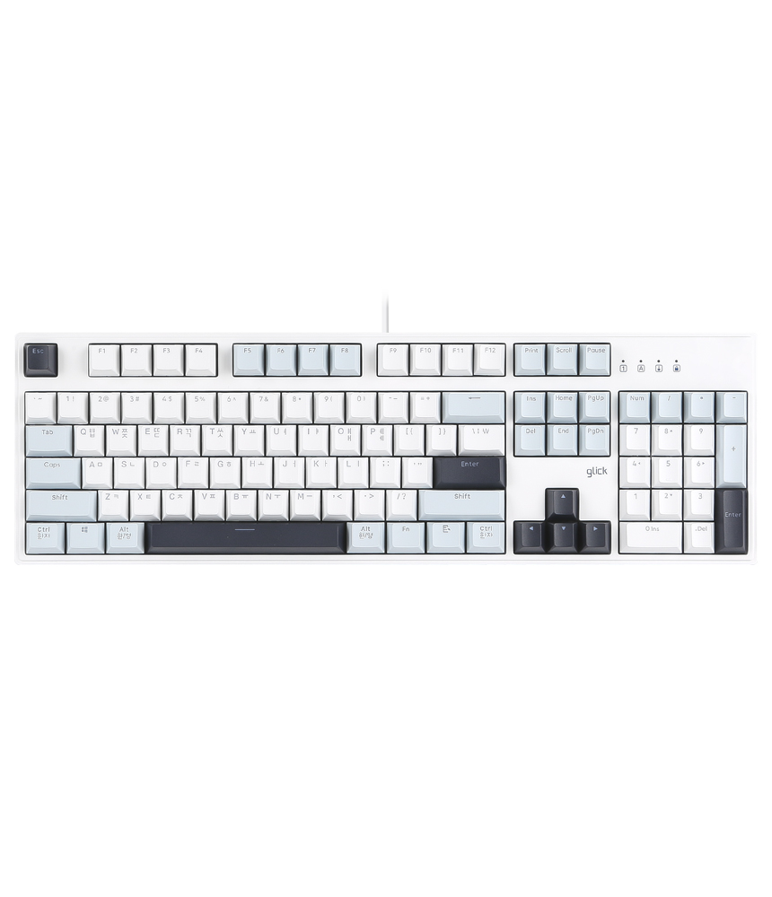 지클릭커 슈퍼히어로 브이옵틱 V104 LED 기계식 PBT (화이트마린)_이미지