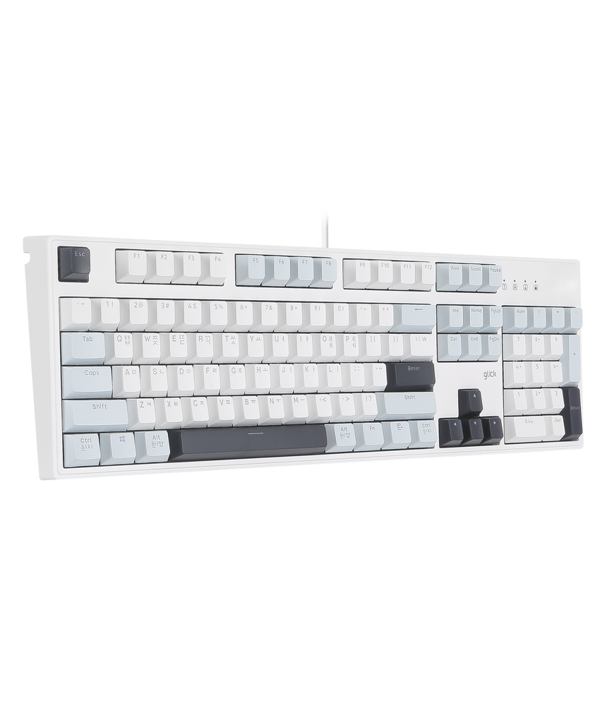 지클릭커 슈퍼히어로 브이옵틱 V104 LED 기계식 PBT (화이트마린)_이미지