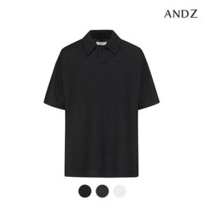 ANDZ 슬럽 텍스쳐 슬릿 카라 반팔티_BZD2TT1107_이미지
