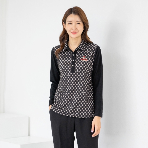 모슬린 엄마옷 겉기모 카라 반오픈긴팔티셔츠 5RTY12187 중년여성/50대/60대/70대/마담/빅사이즈/할머니옷/여자