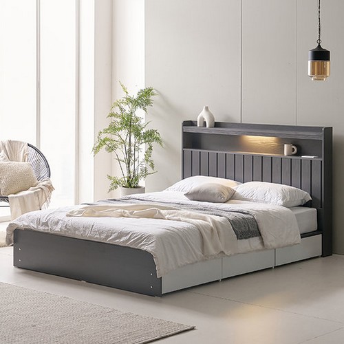 에넥스 로제 LED 넉다운 3단서랍 침대 SS (한봉합7존독립)_이미지