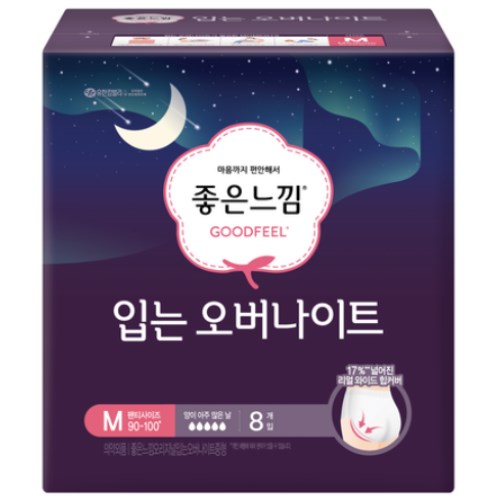 유한킴벌리 좋은느낌 입는 오버나이트 중형 8개 (6팩(48개))