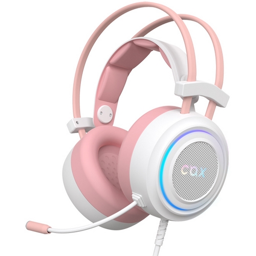 COX CX-4 MEGA-CUP 가상 7.1 채널 RGB 게이밍 헤드셋 (핑크)