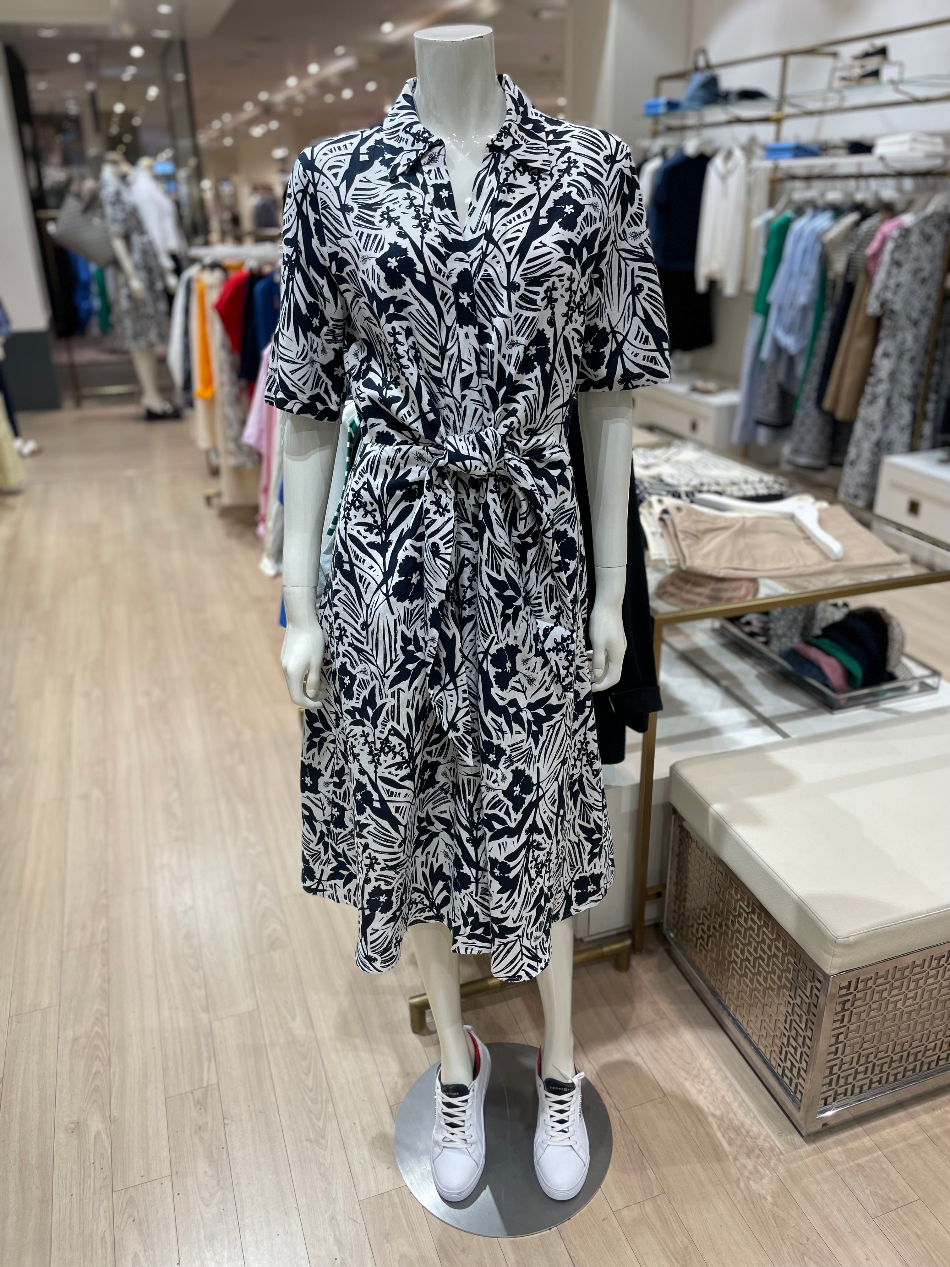 타미힐피거 여성 T22G6TDR013WT20LD 린넨 블렌드 노티드 드레스 654175_이미지
