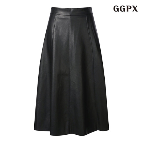 GGPX 여성 심플 베이직 플레어 레더 롱 스커트 GODWH004D이미지입니다. 누르면 해당 게시물로 새창이동합니다.