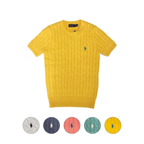 폴로랄프로렌 여성 포니 꽈배기 반팔 니트 211910987_이미지