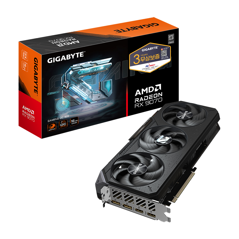 GIGABYTE 라데온 RX 9070 GAMING OC D6 16GB 피씨디렉트